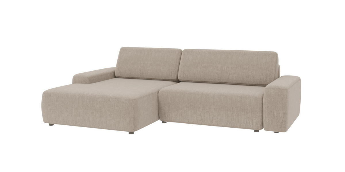ECKSOFA Lopez Beige Samt-Stoff - Beige/Schwarz, Holz/Kunststoff (264/162cm) - S-Style Möbel