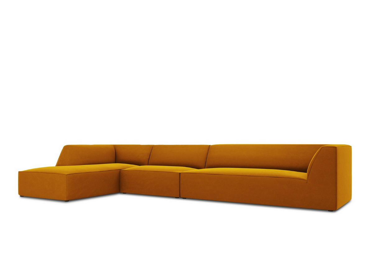 ECKSOFA links Ruby aus Samt gelb 5 Sitzplätze - Gelb, Textil (180/366cm) - Micadoni
