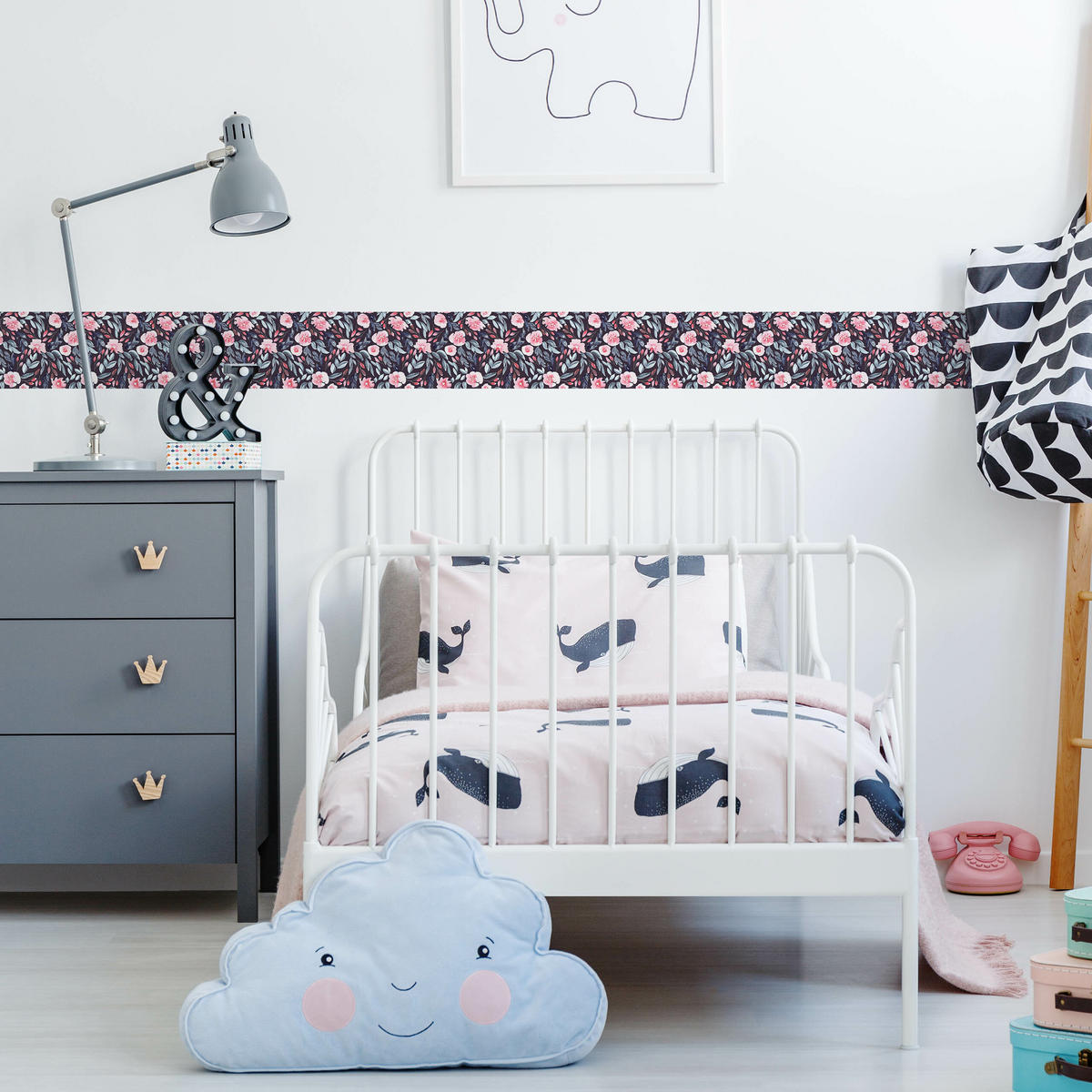 TAPETENBORDÜRE selbstklebend BLUMEN Blätter Pflanzen Natur Aquarell - Violett/Rosa, Papier (10/300/300cm) - Muralo