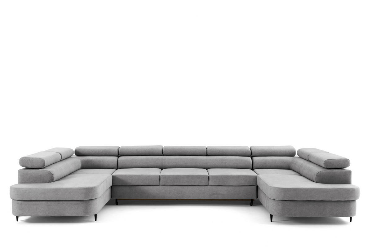 ECKSOFA U-Form PRIAM MAXI U2 XXL Ecksofa U-form 400 cm mit Schlaffunktion, 2 Bettkästen & Kopfteilverstellung Hellgrau - Hellgrau, Holz/Textil (400/91/203cm) - Muffo