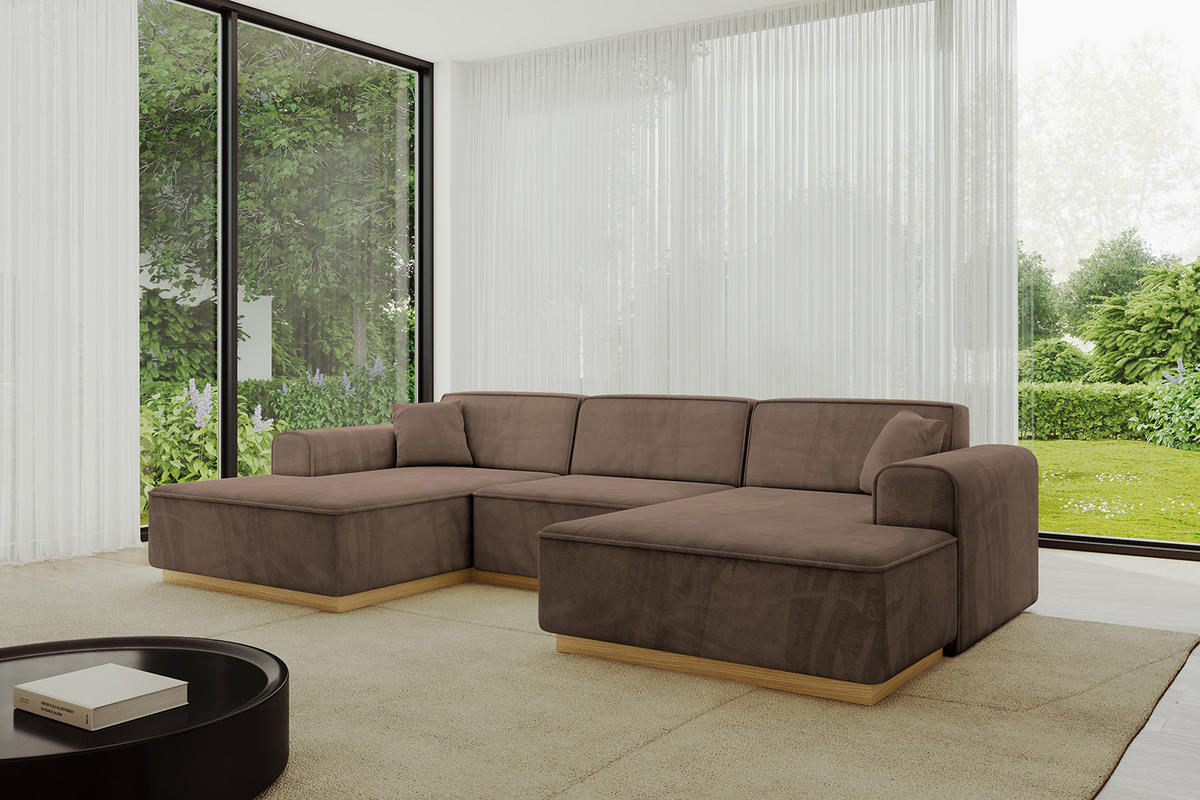 WOHNLANDSCHAFT IREA-U1-v2 - 297x165x81 cm Braun - Braun, Holzwerkstoff/Textil (297/81/165cm) - ALTDECOR