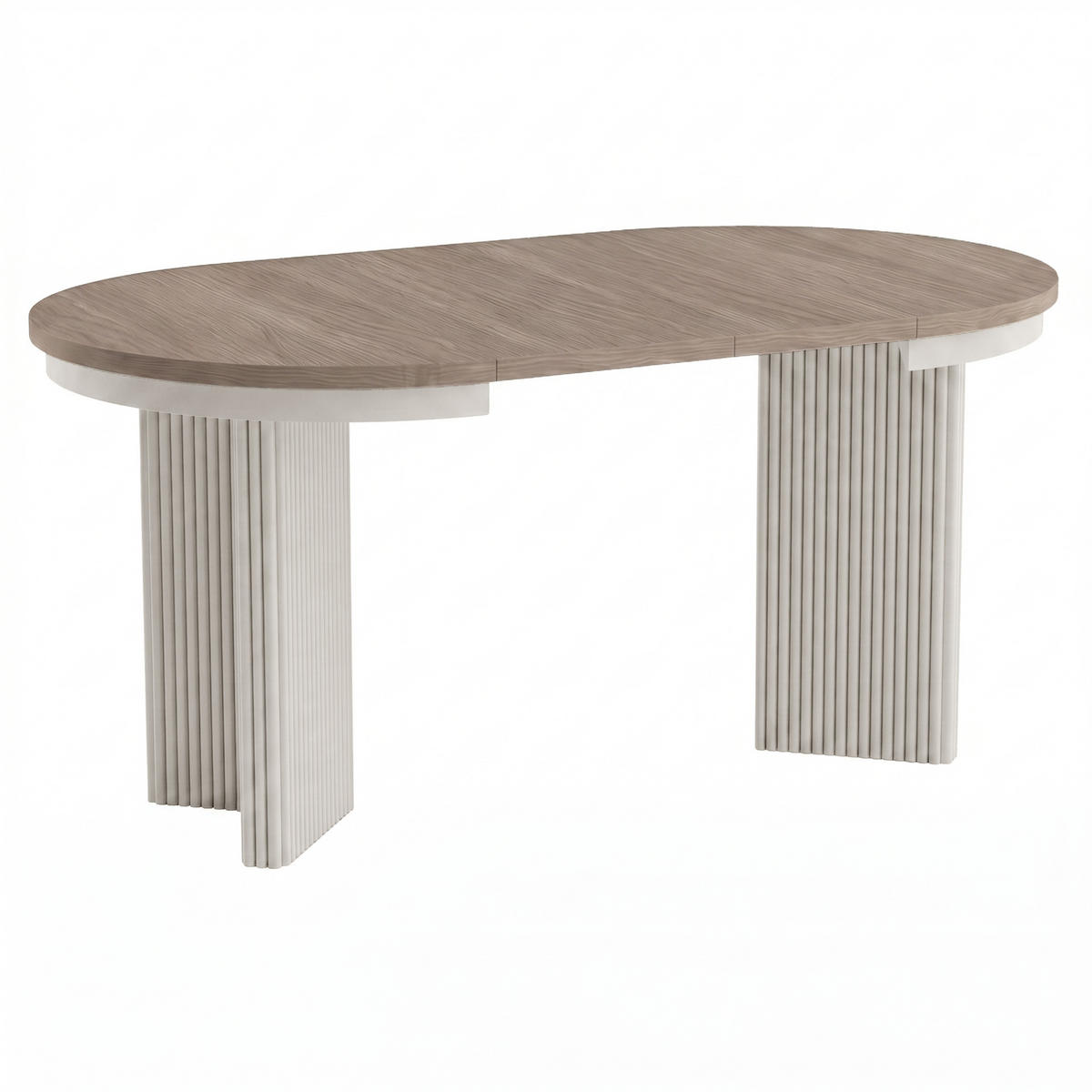 ESSTISCH Prestige runder Design-Tisch, ausziehbar Ø 100–180 cm, Walnuss+Kaschmir - Kaschmir/Walnussfarben, Metall (100/100/77cm) - Beautysofa