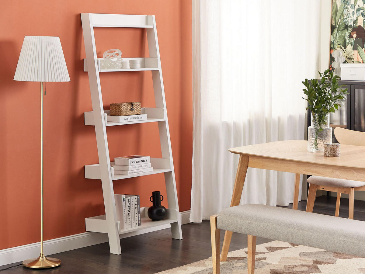 BÜCHERREGAL 5 Fächer Mobile Trio - Weiß, Holzwerkstoff (64/166/36cm) - Beliani