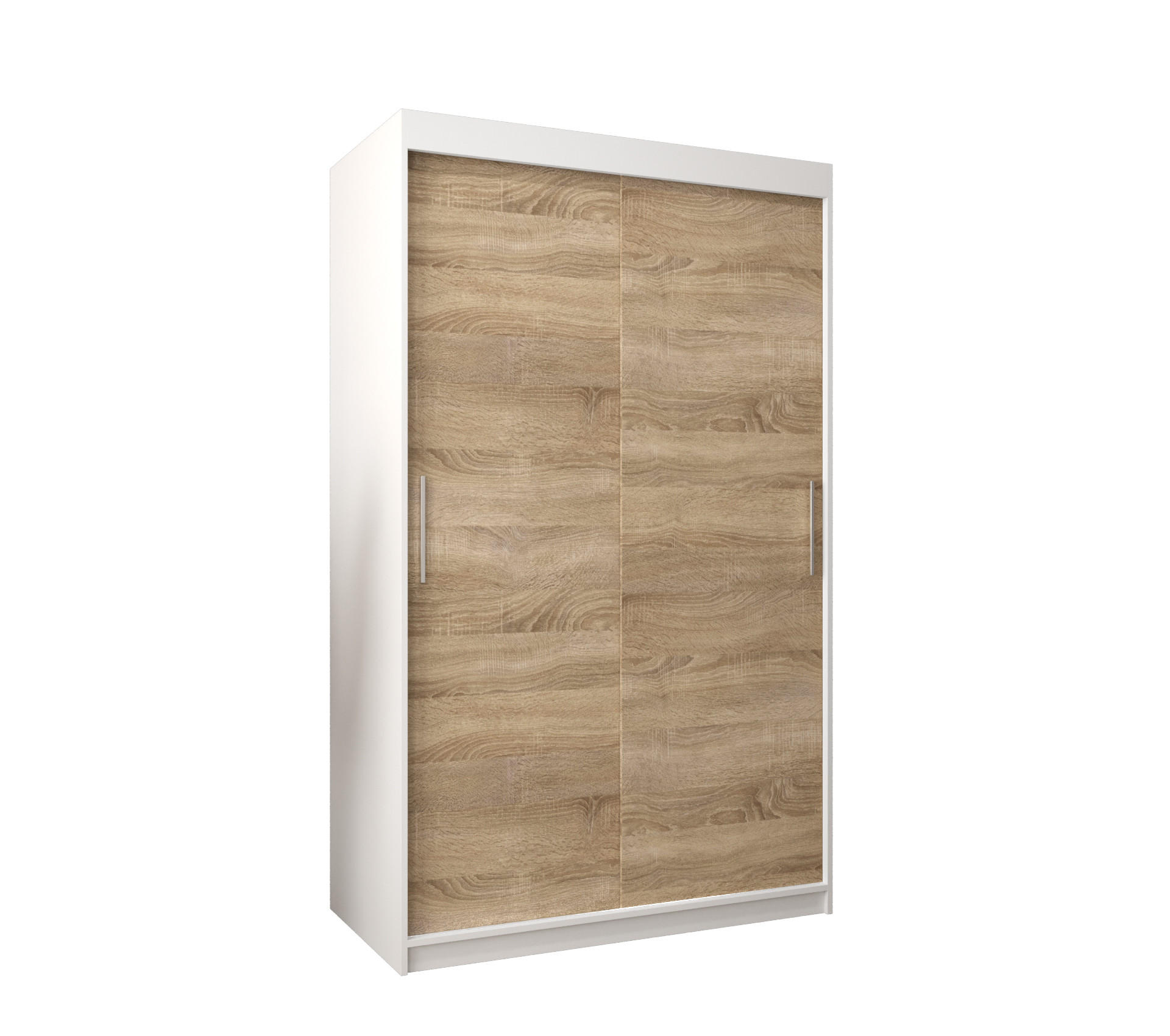 SCHWEBETÜRENSCHRANK 200/120/62 2-türig - Silberfarben/Weiß, Holz/Kunststoff (120/200/62cm) - Abiks Möbel