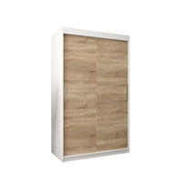 SCHWEBETÜRENSCHRANK 200/120/62 2-türig - Silberfarben/Weiß, Holz/Kunststoff (120/200/62cm) - Abiks Möbel