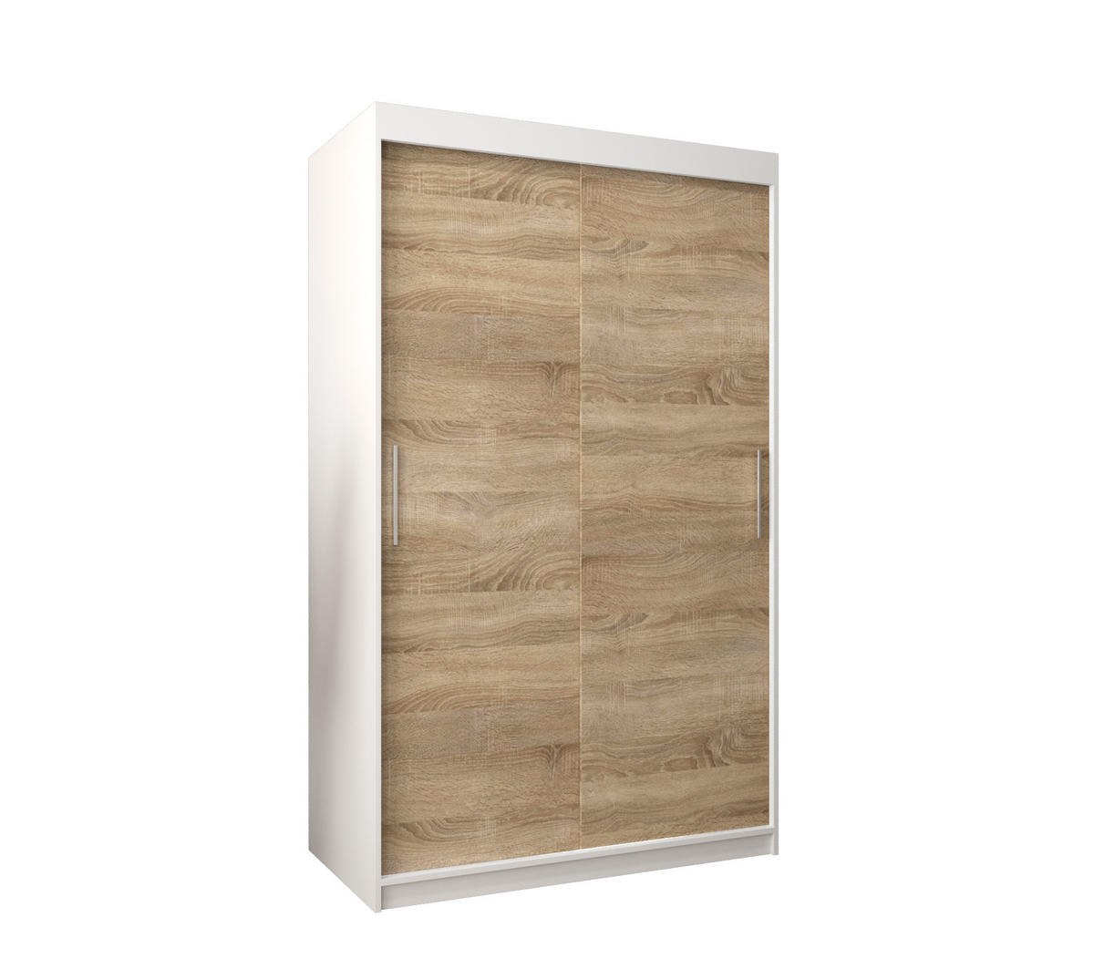 SCHWEBETÜRENSCHRANK 200/120/62 2-türig - Silberfarben/Weiß, Holz/Kunststoff (120/200/62cm) - Abiks Möbel