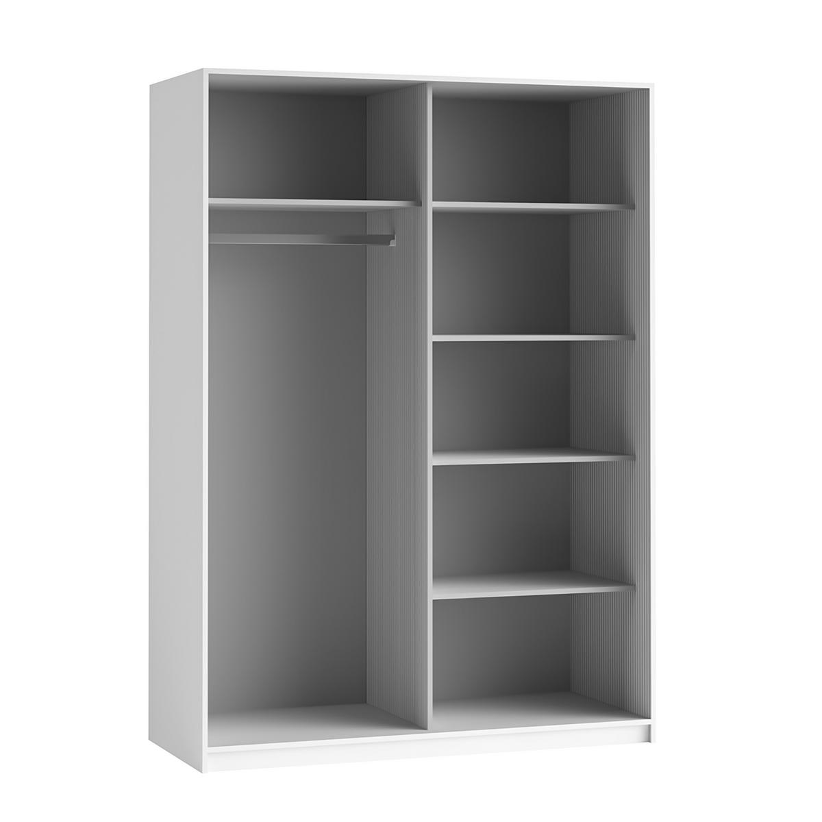 SCHWEBETÜRENSCHRANK BETTINA 120/210/61 cm 2-türig mit Spiegel Weiß - Weiß, Holzwerkstoff (120/210/61cm) - MASSENO