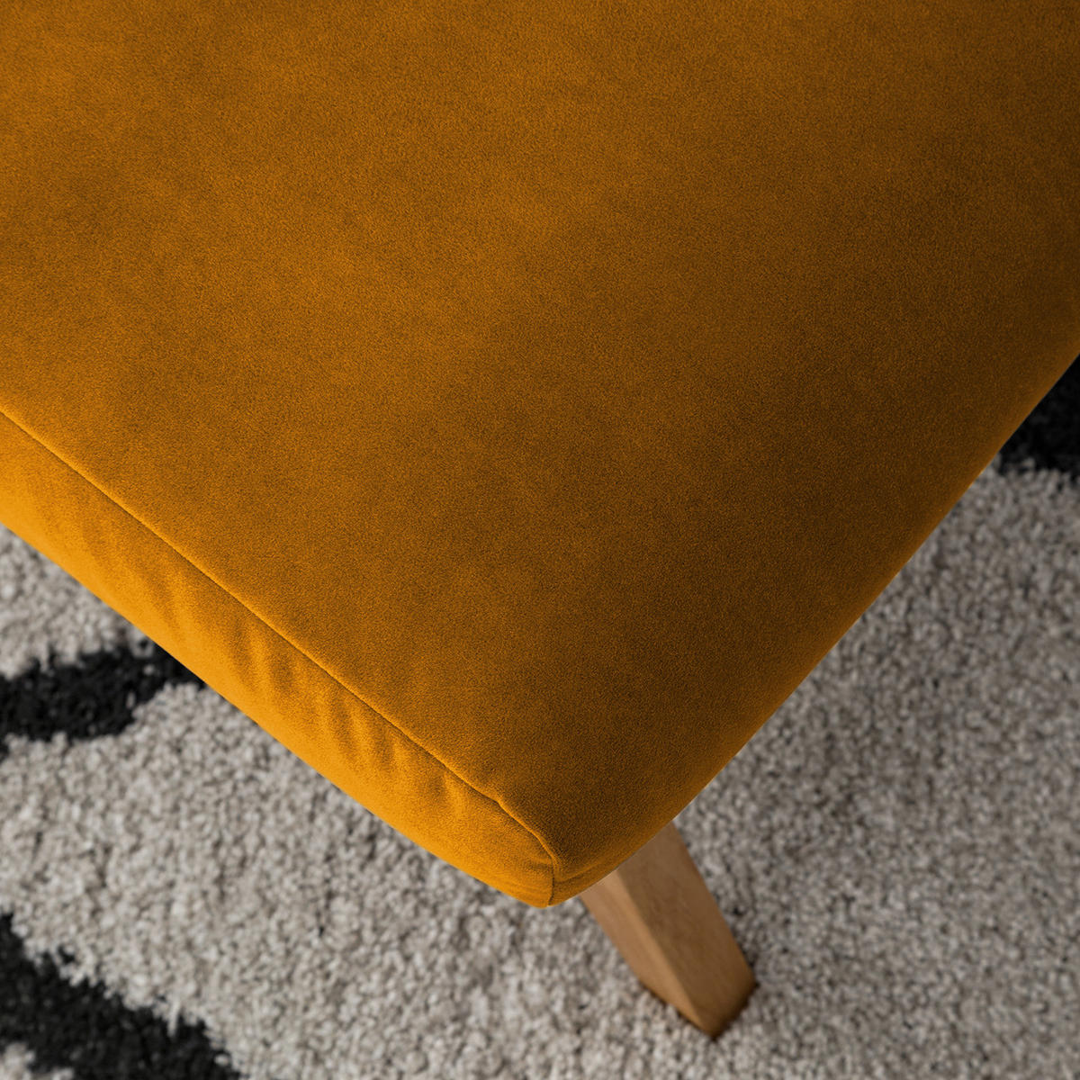 POLSTERHOCKER - Eichefarben/Orange, Eichenholz/Textil (54/41/41cm) - home24