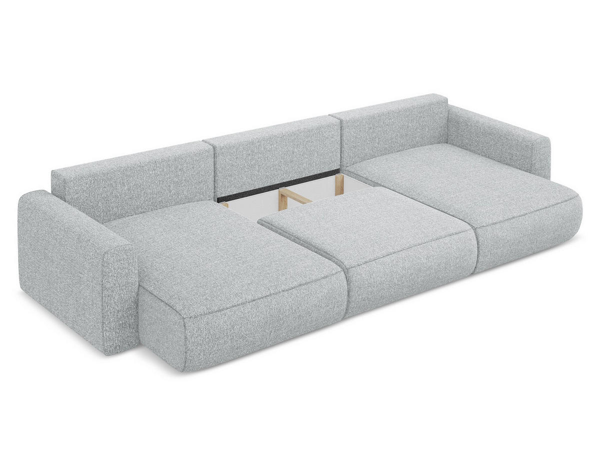 WOHNLANDSCHAFT Strukturstoff Stoff Grau - Silberfarben/Schwarz, Kunststoff/Textil (340/82/149cm) - Makamii