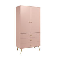 KLEIDERSCHRANK Ikon Rosa, zweitüriger Kleiderschrank mit Schubladen - Rosa, Holzwerkstoff (100/202/52cm) - Bettso