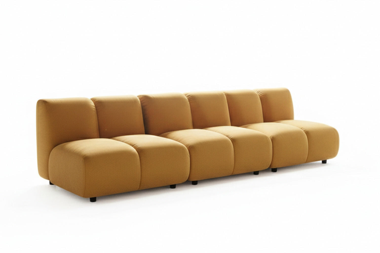 MODULSOFA LAYLA Gelb Velvet - Gelb/Schwarz, Buchenholz/Textil (274/74/99cm) - KAWOLA