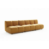 MODULSOFA LAYLA Gelb Velvet - Gelb/Schwarz, Buchenholz/Textil (274/74/99cm) - KAWOLA