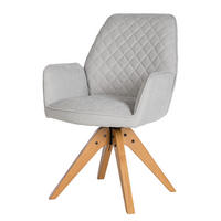 DREHBARER ARMLEHNENSTUHL - Strukturstoff / Eiche massiv - Hellgrau / Eiche - Hellgrau, Eichenholz/Holz (59/88/63cm) - home24