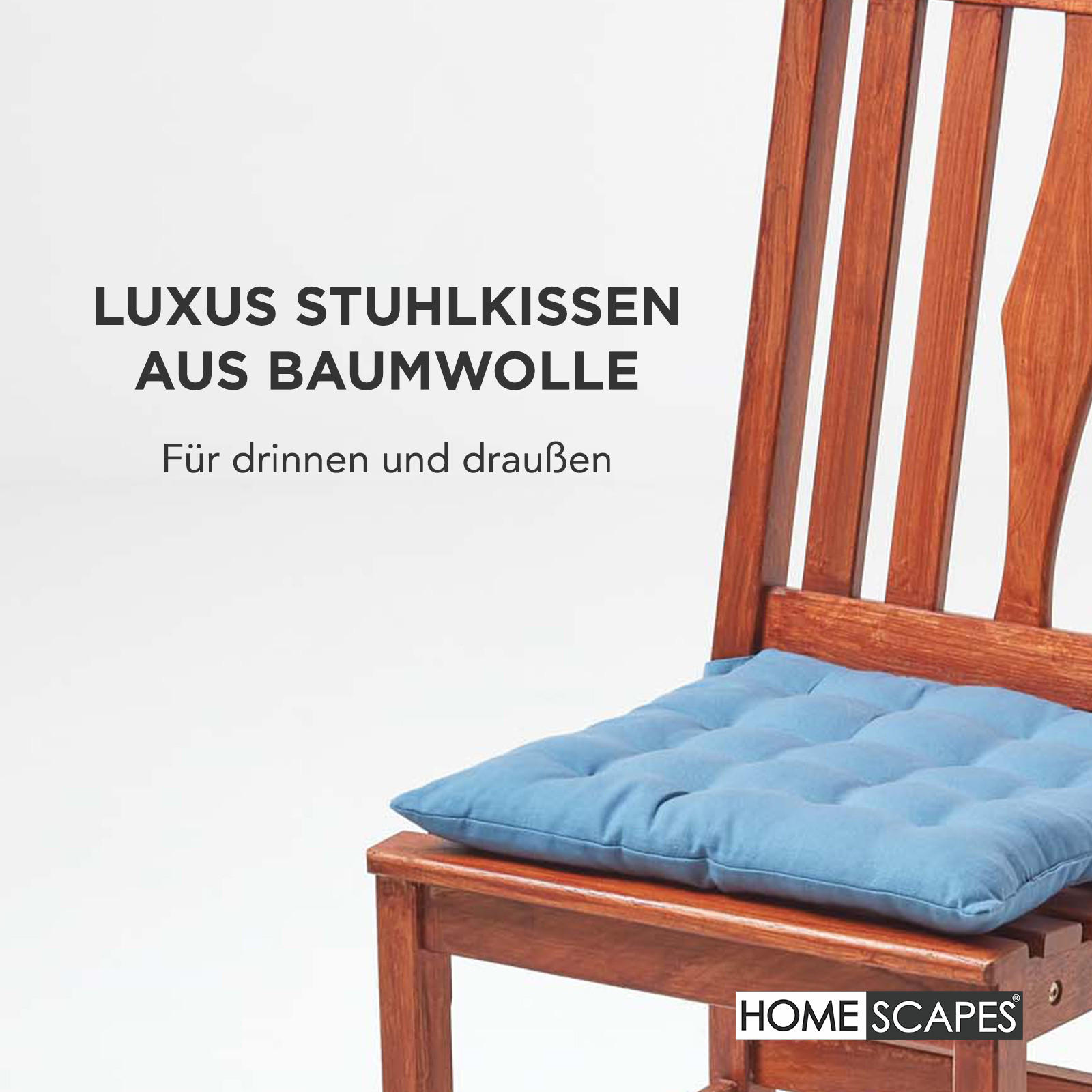 STUHLKISSEN 4er-Set blau 40/40/6,5 cm - Blau, Textil (40/40/6.5cm) - Homescapes