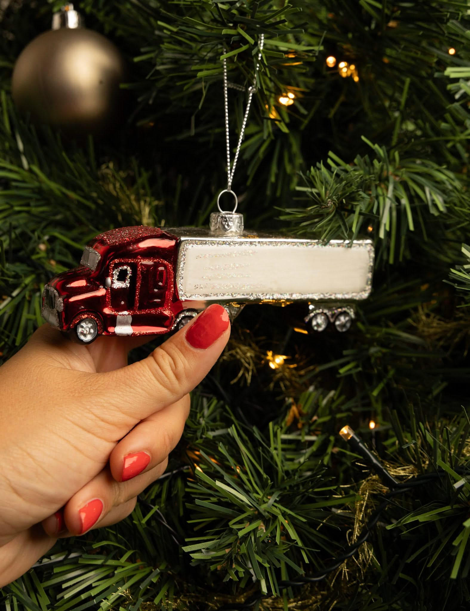 WEIHNACHTSKUGEL Truck 14 cm - Rot, Glas (3/6/1cm)