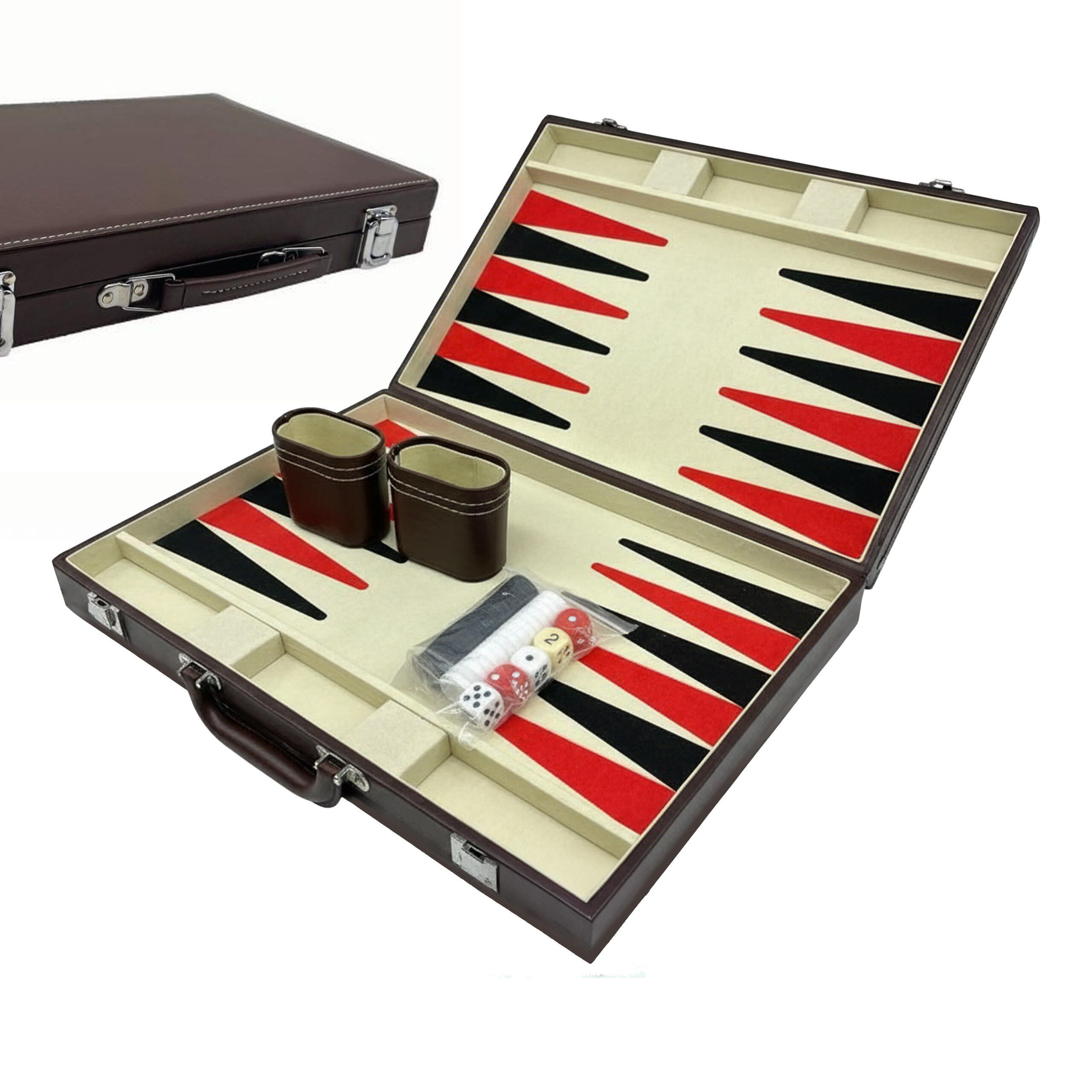 BACKGAMMON-KOFFER - Braun, Holzwerkstoff/Kunststoff (36/23.5cm) - Relaxdays