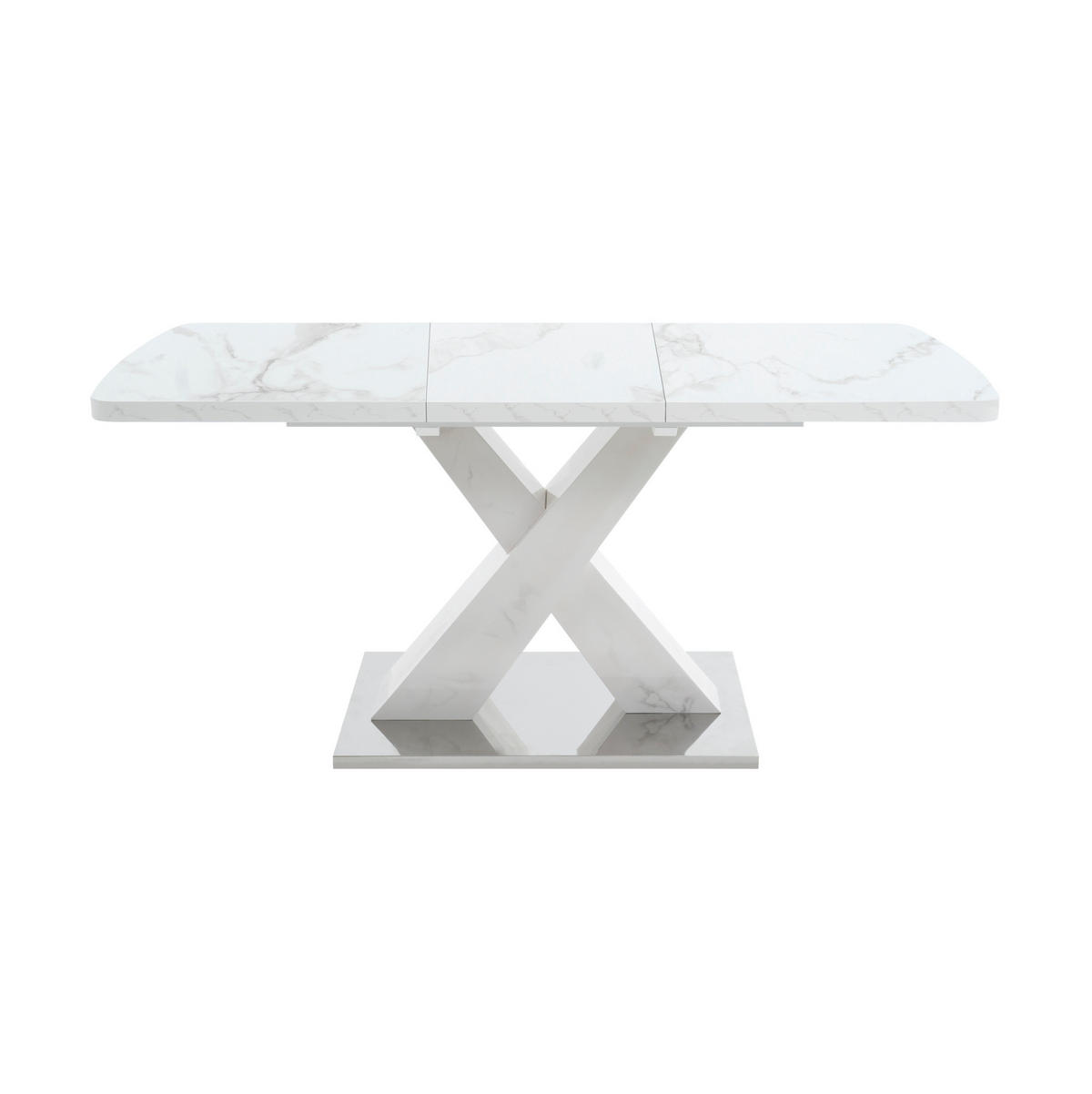 ESSTISCH 120-160/80/76,5 cm ausziehbar mit Marmoroptik und X-Gestell, Weiß - Weiß, Holzwerkstoff (160/80/76.5cm) - Redom