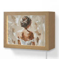 NÁSTĚNNÁ LAMPA Žena - malba - abstraktní - béžová - moderní 20x15 cm - světle hnědá, kompozitní dřevo (20/15/8cm) - OnlyWow