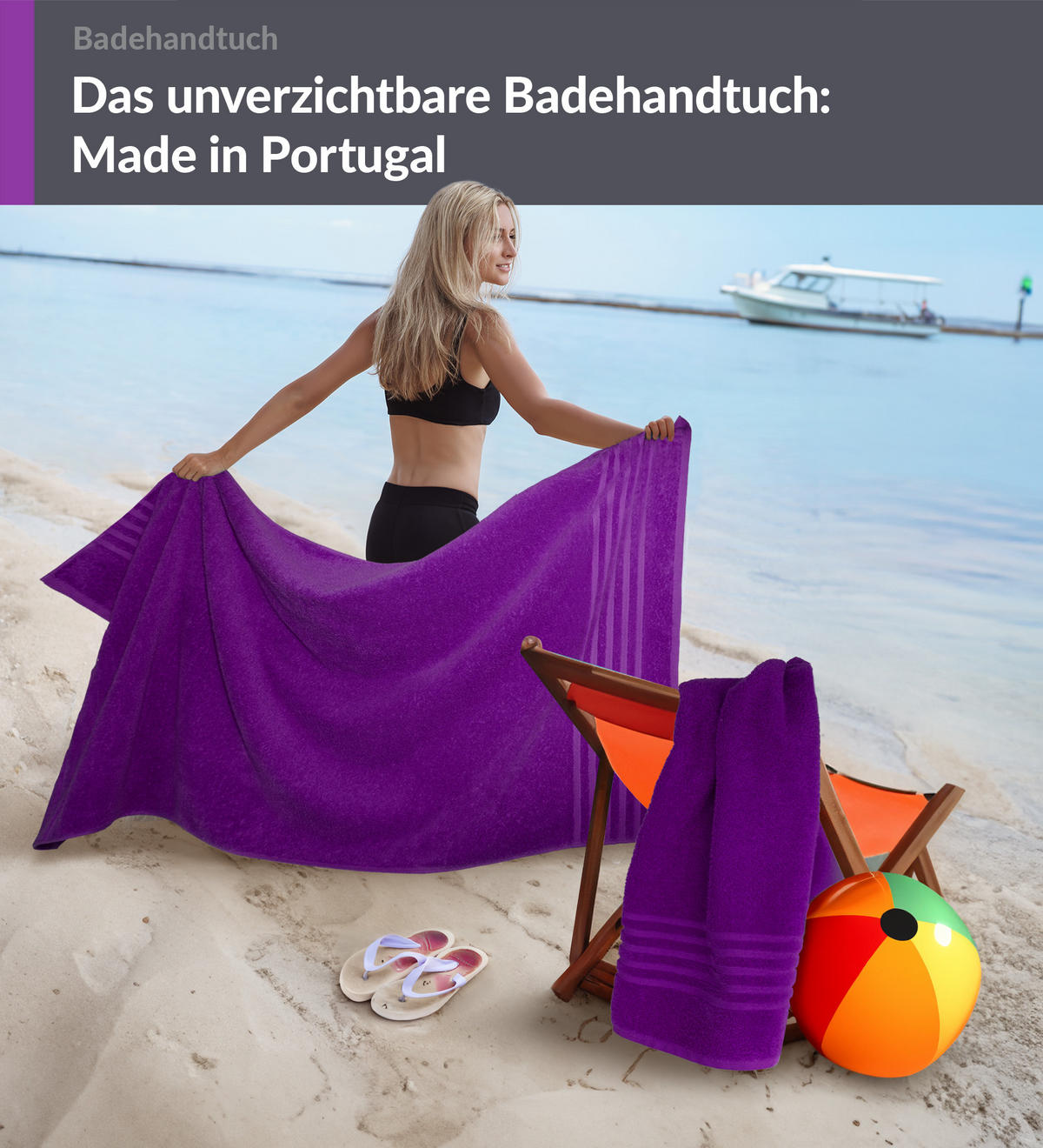BADETUCH London Aubergine Lila 2er Set 100x150 - Aubergine, Textil (100/150cm) - Lashuma
