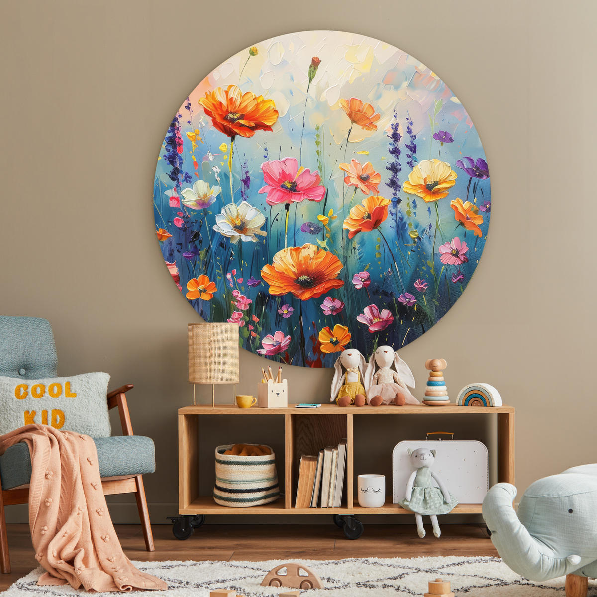 WANDBILD Blumen - Natur - Aquarell - Kunst 140x140 cm - Multicolor, Kunststoff (140/140cm) - MuchoWow