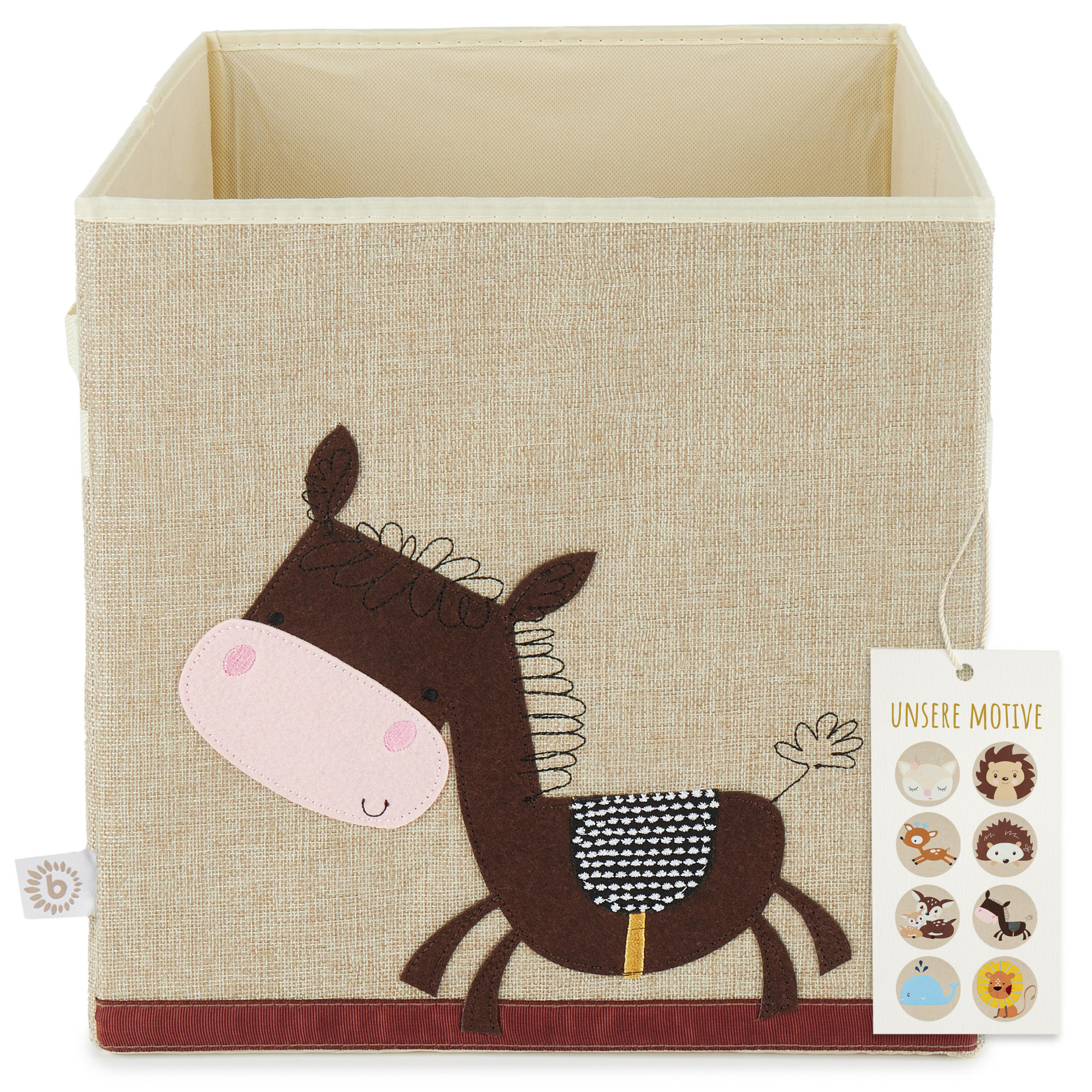 AUFBEWAHRUNGSBOX Kinder Kallax Esel - Beige/Dunkelbraun, Textil (33/33cm) - Bieco Spielwaren