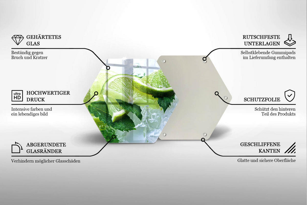 GLASPLATTE 40 cm Limette Minze und Eis - Grün, Glas (40/40cm) - Wallfluent