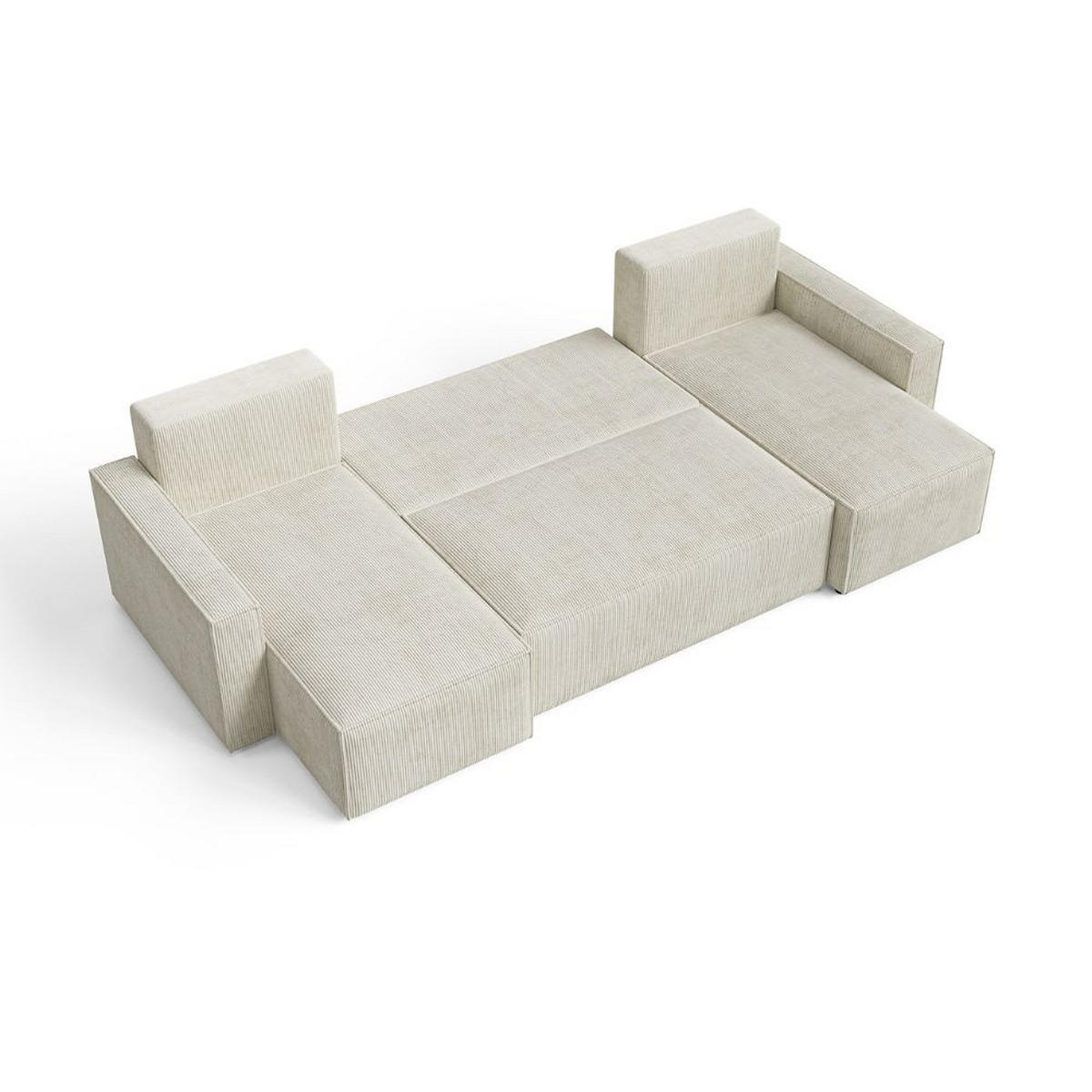 ECKSOFA LIVIO U mit Schlaffunktion und Bettkasten – Moderne Wohnlandschaft in U-Form (POSO 100) - Cappuccino, Holz (300/90/142cm) - Dekori_Interiors