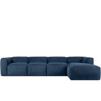 ECKMODULSOFA-RECHTS BUFFO 6-Sitzer mit extrem weicher Sitzfläche, Kordstoff, marineblau - Blau/Grün, Textil (377/180cm) - KONSIMO®