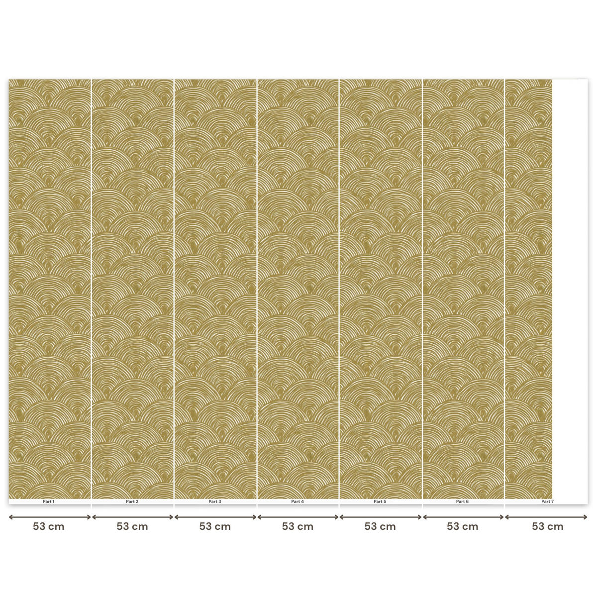 TAPETE - Fächer - Geometrisch - Grün - 350x280 cm - Goldfarben, Papier (350/280cm) - OnlyWow