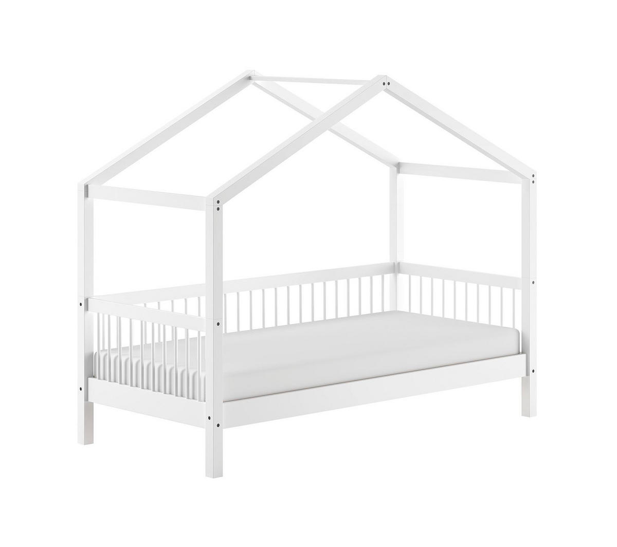 KINDERBETT 90x200 Keeley Buche Weiß Holz Design Komfort Stabil Modern - Weiß, Holz (90/200cm) - 58aufmkessel