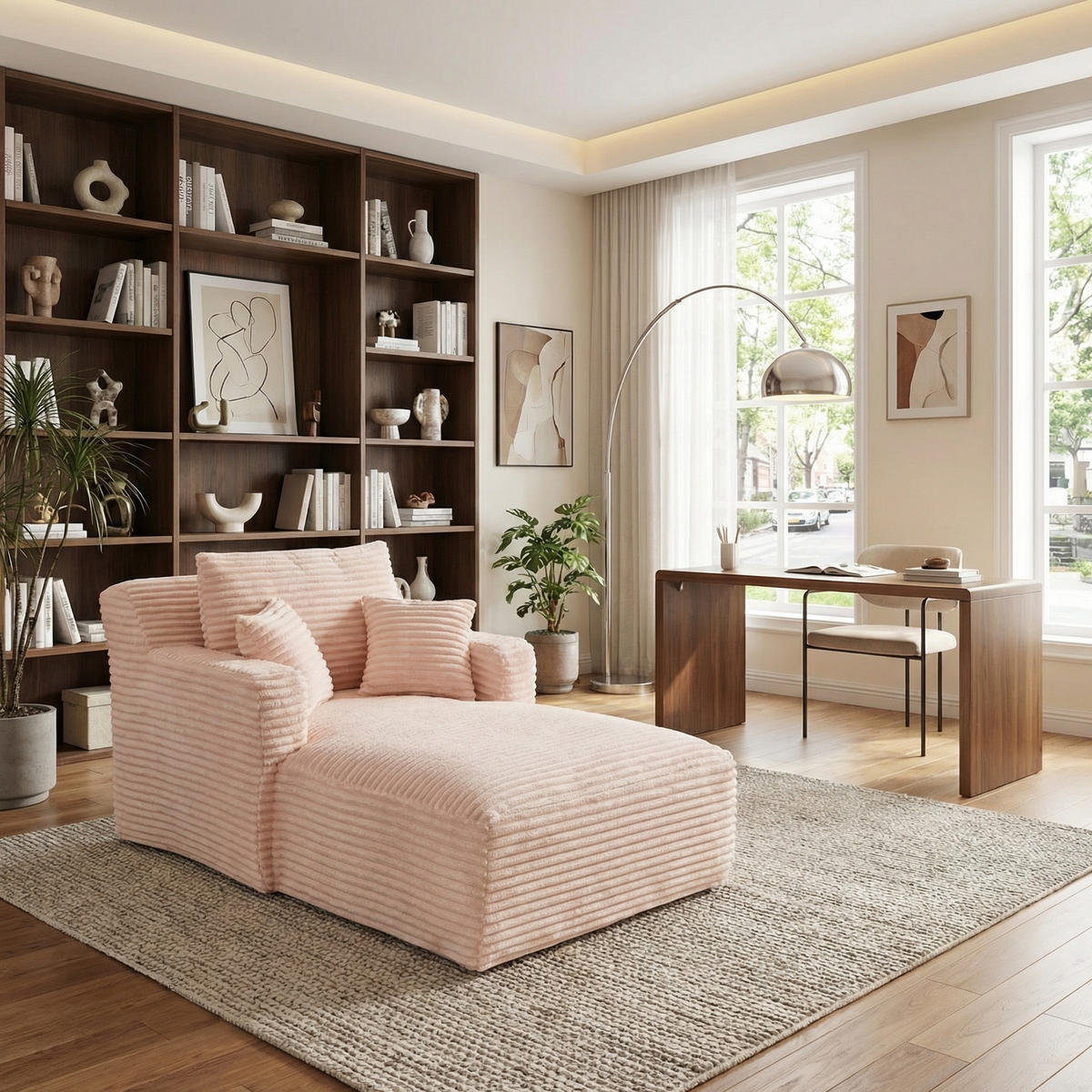 CHAISELONGUE aus Cord, ohne Montage - Pink, Textil (166/82/100cm) - Urban Meuble