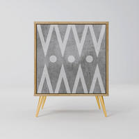 SIDEBOARD SHARP EDGES, Eichefarben, 57,5x42x75,5 cm, Goldfarbene Metallfüße - Eichefarben/Goldfarben, Holzwerkstoff/Metall (57.5/75.5/42cm) - SpaceRebels