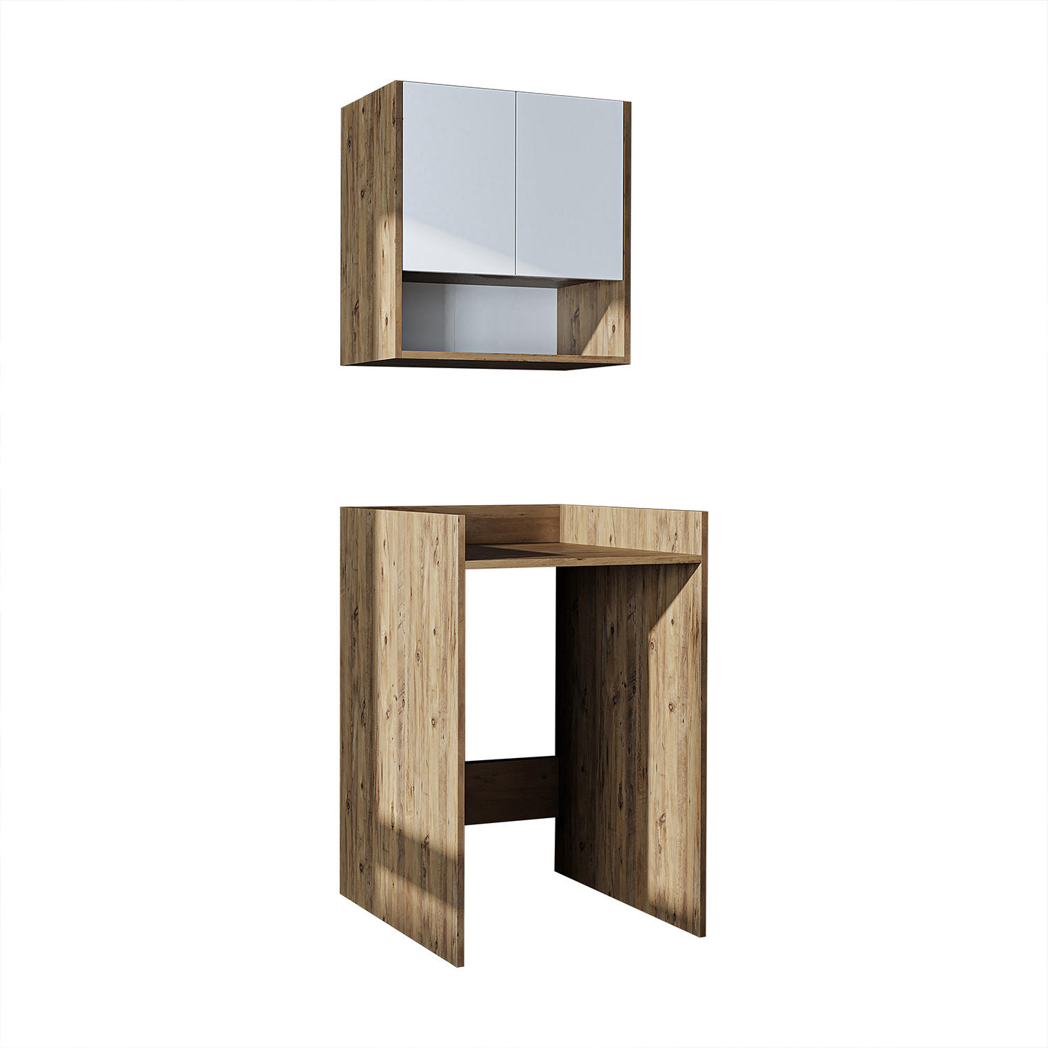WASCHMASCHINENSCHRANK DERIN-I 65cm Breit, 189cm Hoch - Eichefarben, Holzwerkstoff (65/189/60cm)