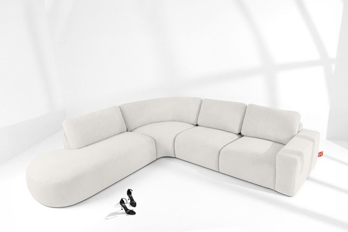 ECKSOFA LINKS ZUCCO, Ecru - Ecru, Holz/Holzwerkstoff (304/293cm) - KONSIMO®
