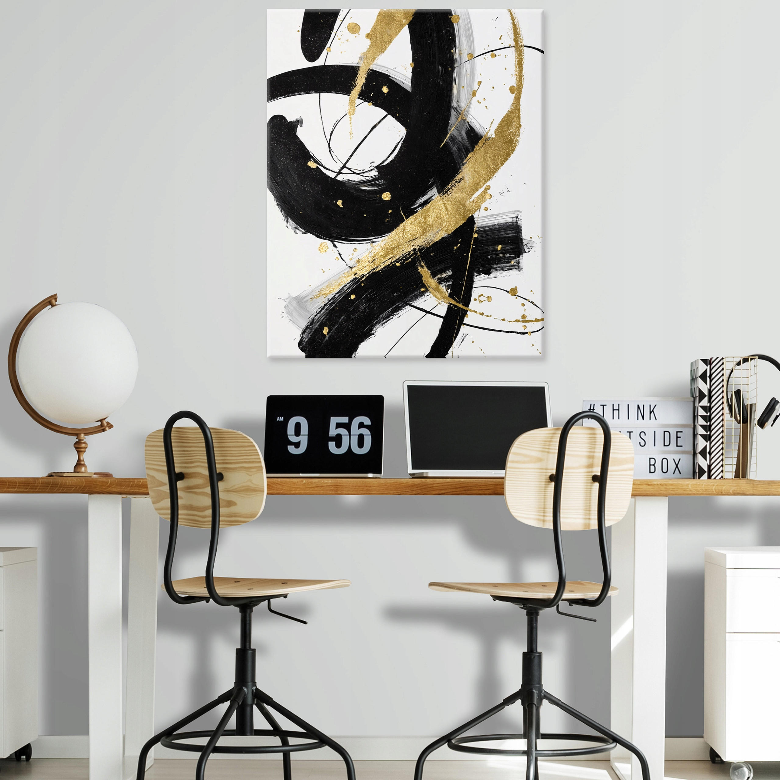 BILDER Abstrakt Gold Schwarz 100x70 - Multicolor, Holzwerkstoff (70/100cm) - Wallarena