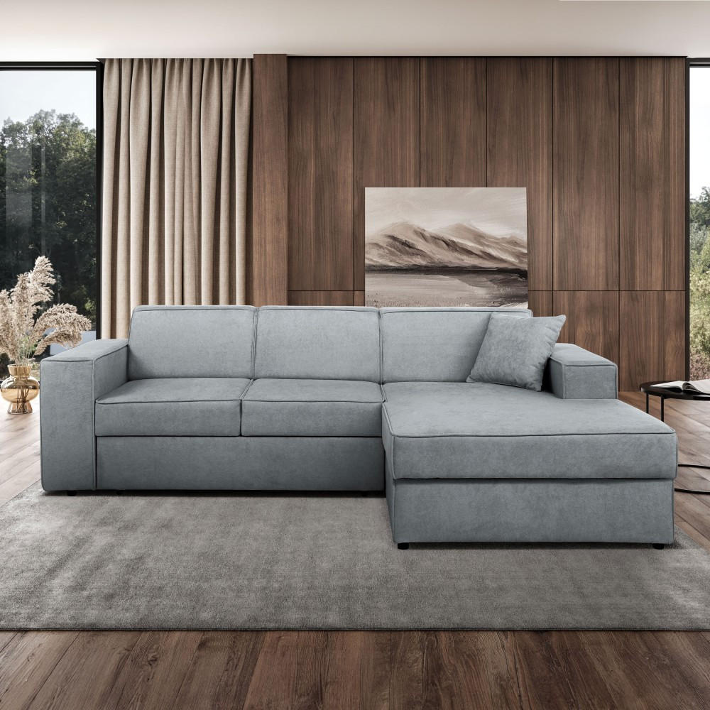 ECKSCHLAFSOFA mit Schlaffunktion Pedro L hellgrau rechts - Hellgrau/Schwarz, Kunststoff/Textil (267/160cm) - Beautysofa