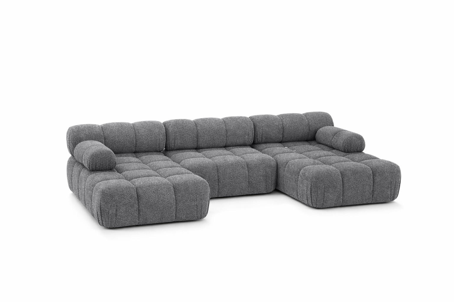 ECKSOFA U-Form, Stoff Bouclé Abriamo, Dunkelgrau, Selia U - Dunkelgrau, Holz (285/70/160cm) - Kaiser Möbel