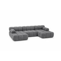 ECKSOFA U-Form, Stoff Bouclé Abriamo, Dunkelgrau, Selia U - Dunkelgrau, Holz (285/70/160cm) - Kaiser Möbel