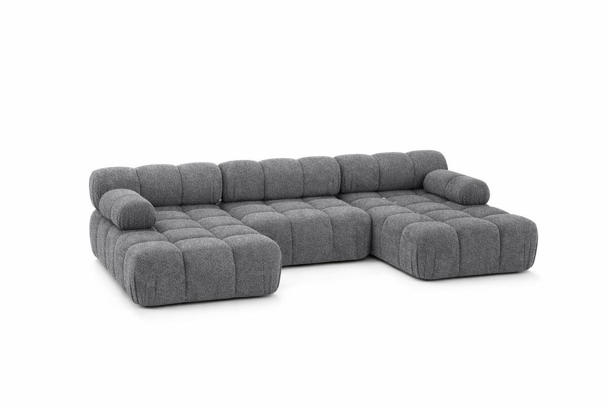 ECKSOFA U-Form, Stoff Bouclé Abriamo, Dunkelgrau, Selia U - Dunkelgrau, Holz (285/70/160cm) - Kaiser Möbel