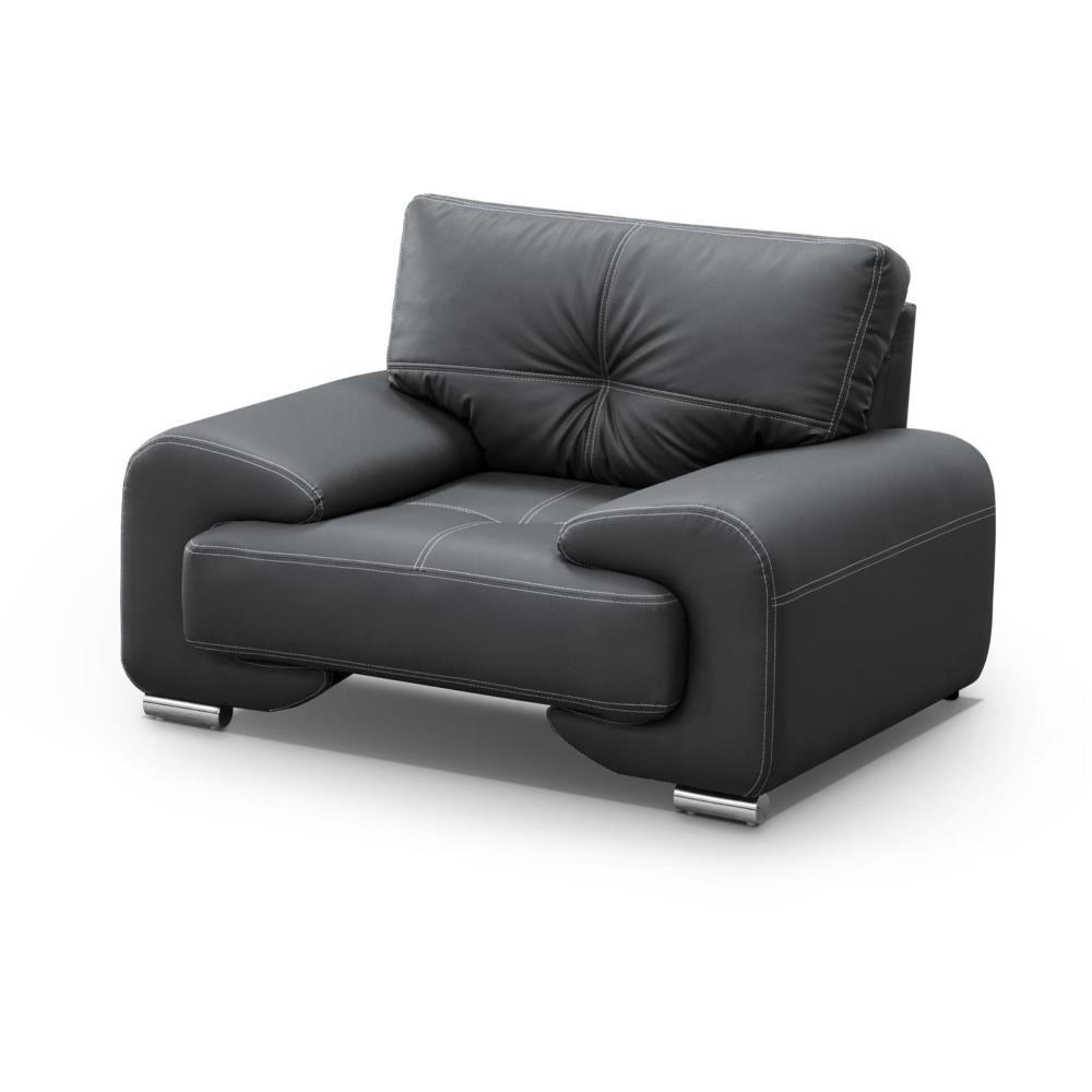 RELAXSESSEL Omega schwarz - Chromfarben/Schwarz, Leder/Metall (128/88/98cm) - Beautysofa