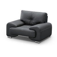 RELAXSESSEL Omega schwarz - Chromfarben/Schwarz, Leder/Metall (128/88/98cm) - Beautysofa