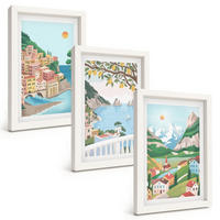 BILDER SET 3er Set - 20x30 cm Weißer Rahmen - Pastellfarbene Küstenansichten - Weiß, Kunststoff (20/30cm) - TULUP