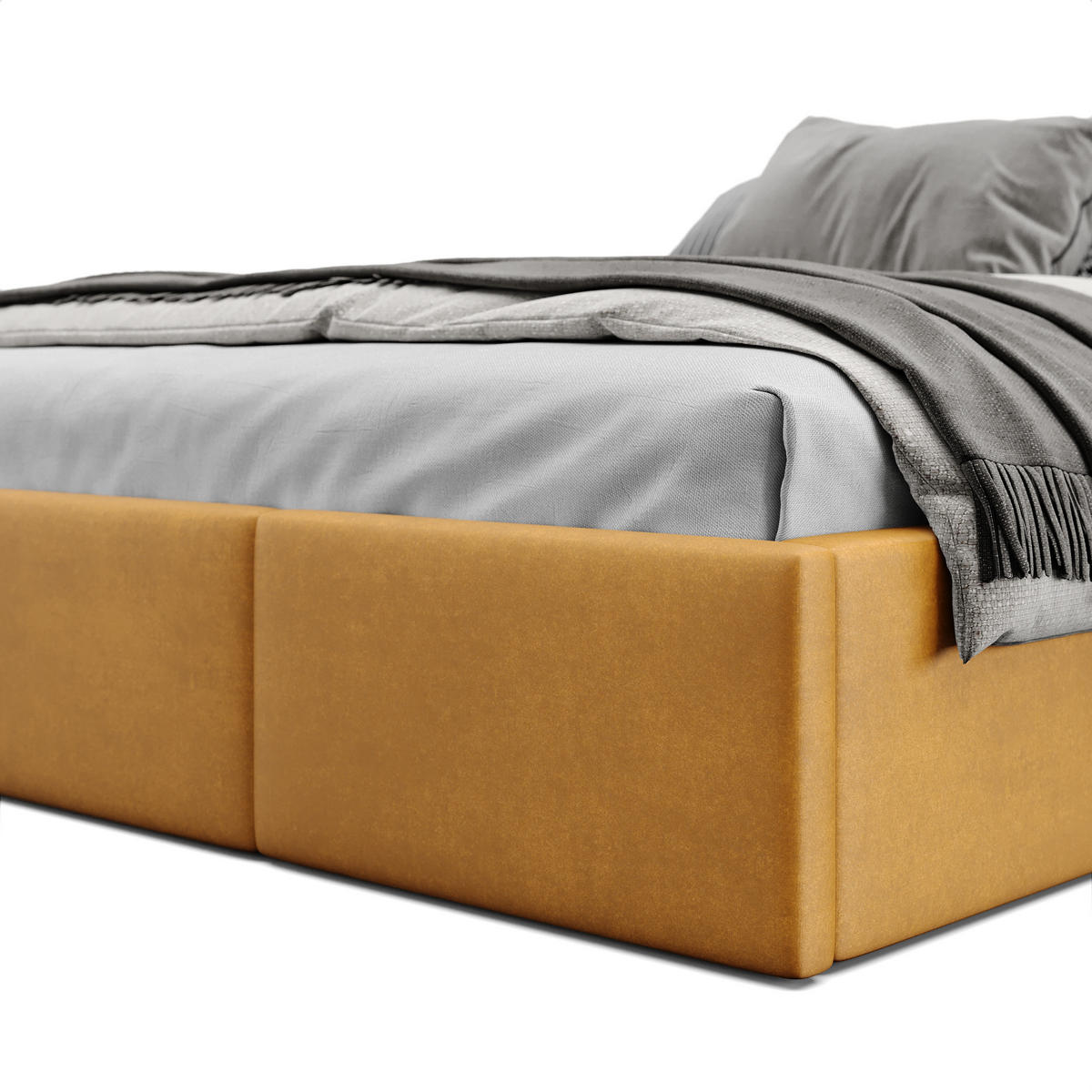 POLSTERBETT für Schlafzimmer Bett mit Stauraum Gelb 140x200cm - Gelb, Holzwerkstoff/Textil (160/200cm) - Muralo