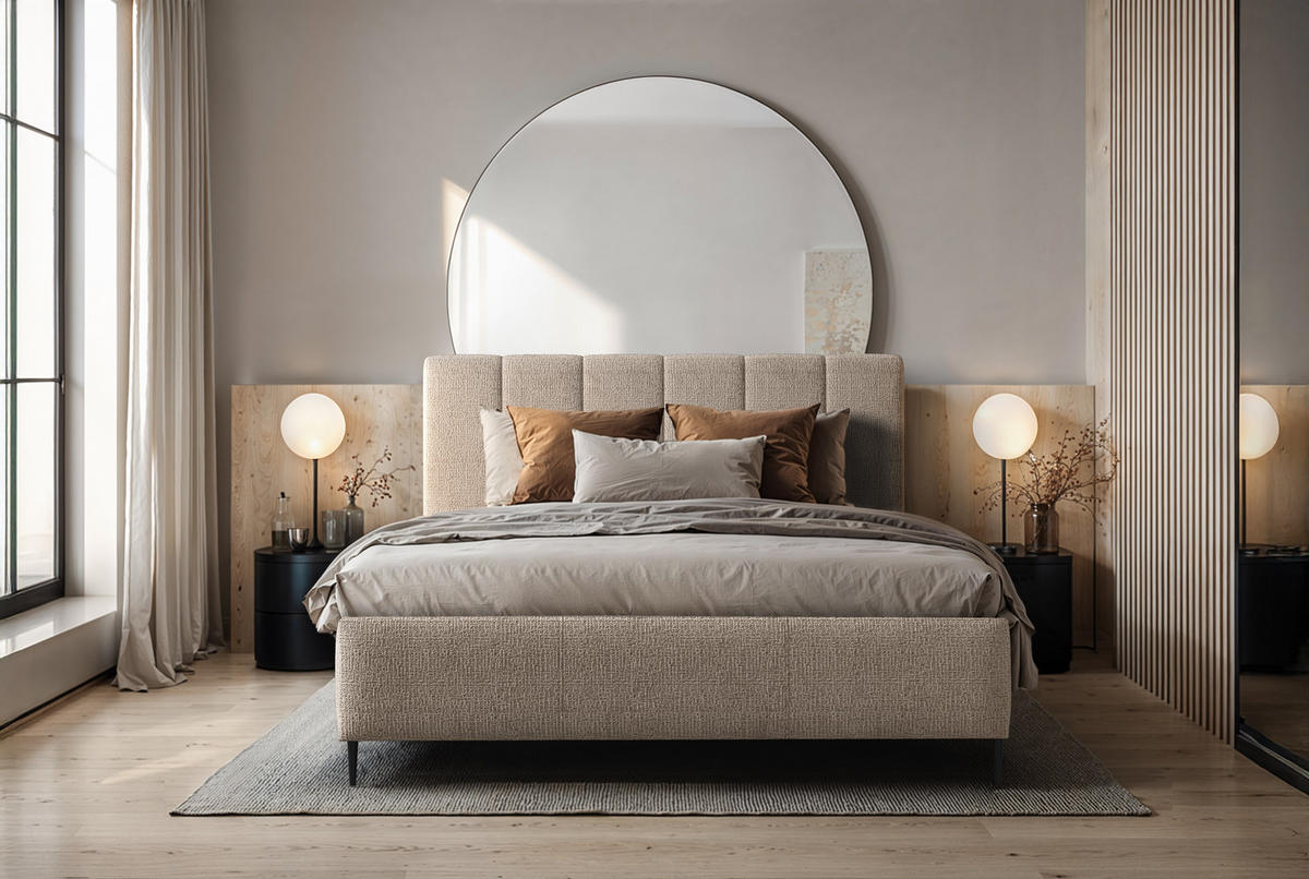 POLSTERBETT Zart 160x200 cm mit Bettkasten und Gasdruckfedern – Beige, modernes Design - Beige, Textil (160/200cm)