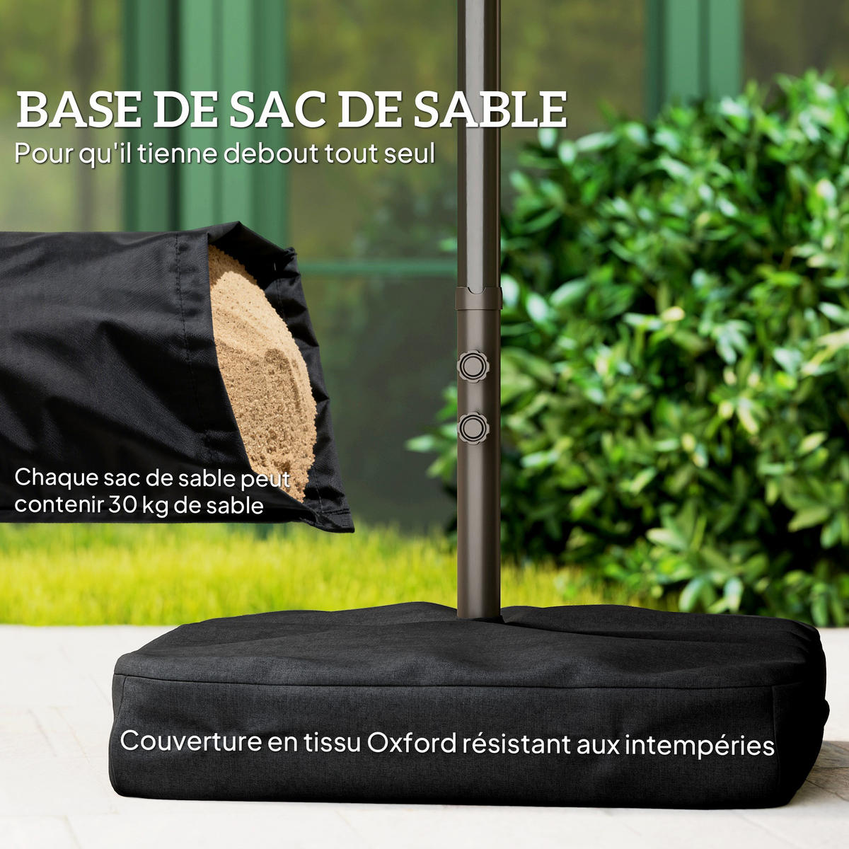 SONNENSCHIRM DE-11443 rechteckig, mit Kurbel, Stahl Kaki - Mokka, Textil (265/455cm) - ComfortXL