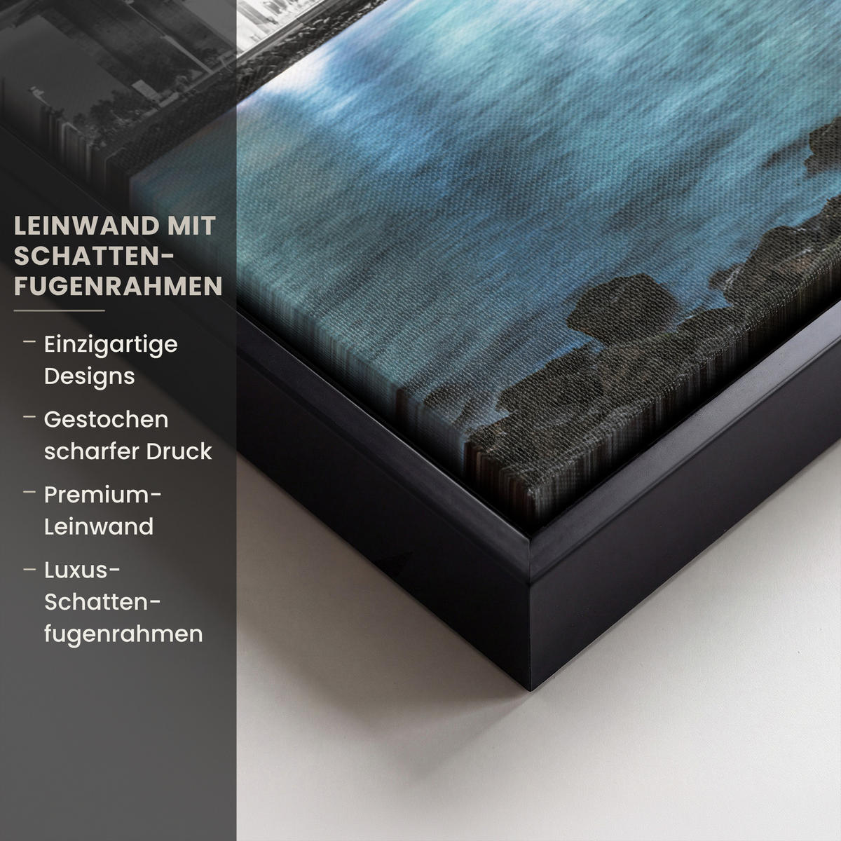 LEINWAND Bilder mit Rahmen - New York - Skyline - Stadt - Blau - 20x30 - Blaugrau, Textil (20/30cm) - MuchoWow
