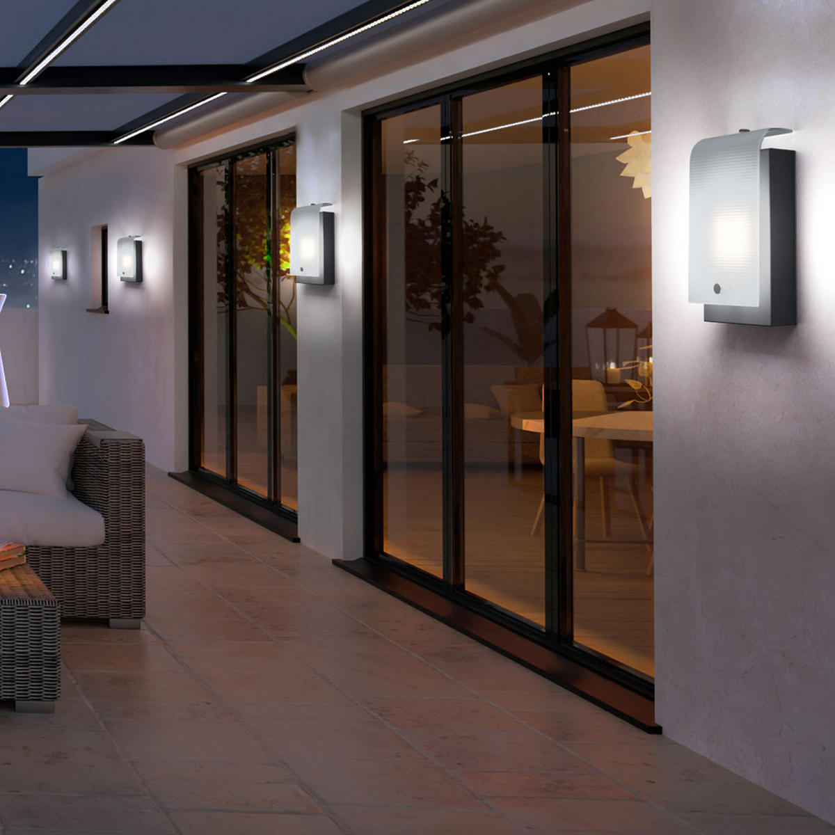 LED AUSSEN-WANDLEUCHTE Stahl Silber - Silberfarben, Glas (7/22.5/12cm)