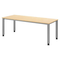 SCHREIBTISCH Serie-Q 80/200/74 cm in Ahornfarben/Silberfarben - Silberfarben/Ahornfarben, Holzwerkstoff (80/200/74cm) - bümö