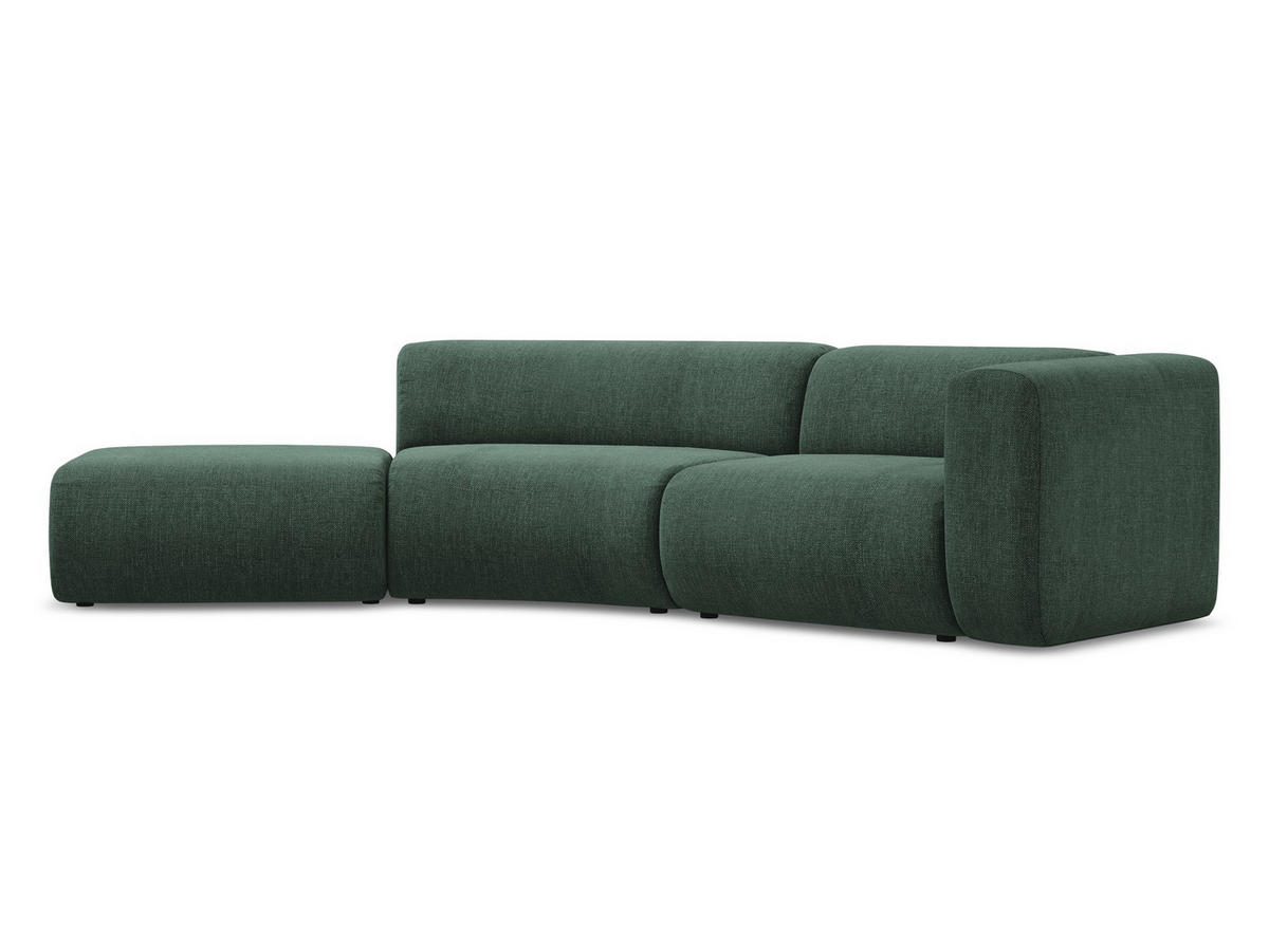 4-SITZER-SOFA Chenille Stoff Grün - Waldgrün/Schwarz, Kunststoff/Textil (335/70/166cm) - Makamii