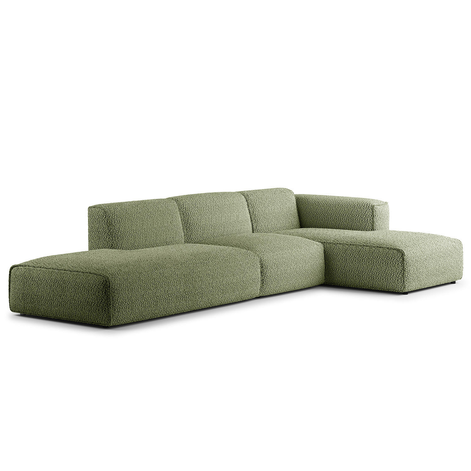 ECKSOFA mit Chaiselongue - Schwarz/Grün, Kunststoff/Textil (290/173cm) - home24